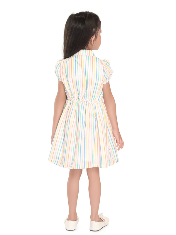 Girls Striped Dress with Belt 18005