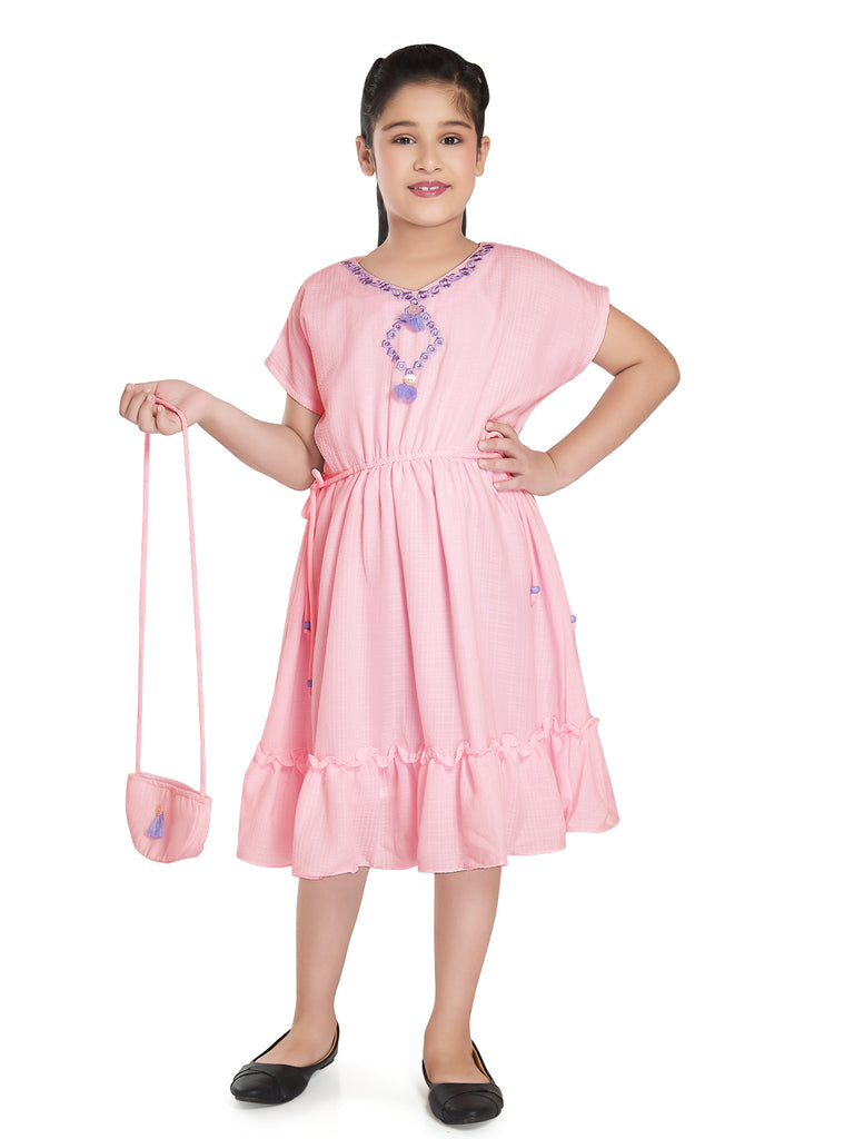 Girls Embroidered Dress with Purse 18016