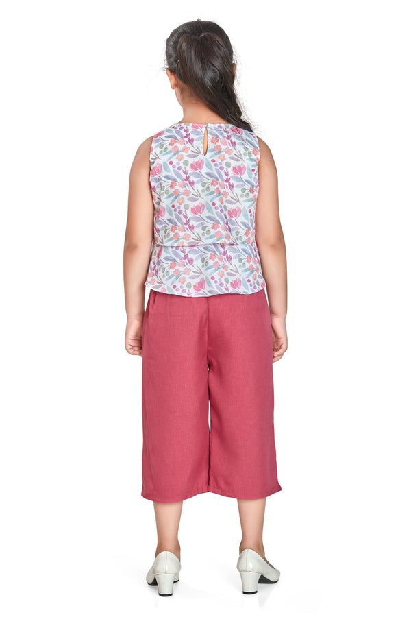 Peppermint Girls Floral Print Top with Culotte 15630 2