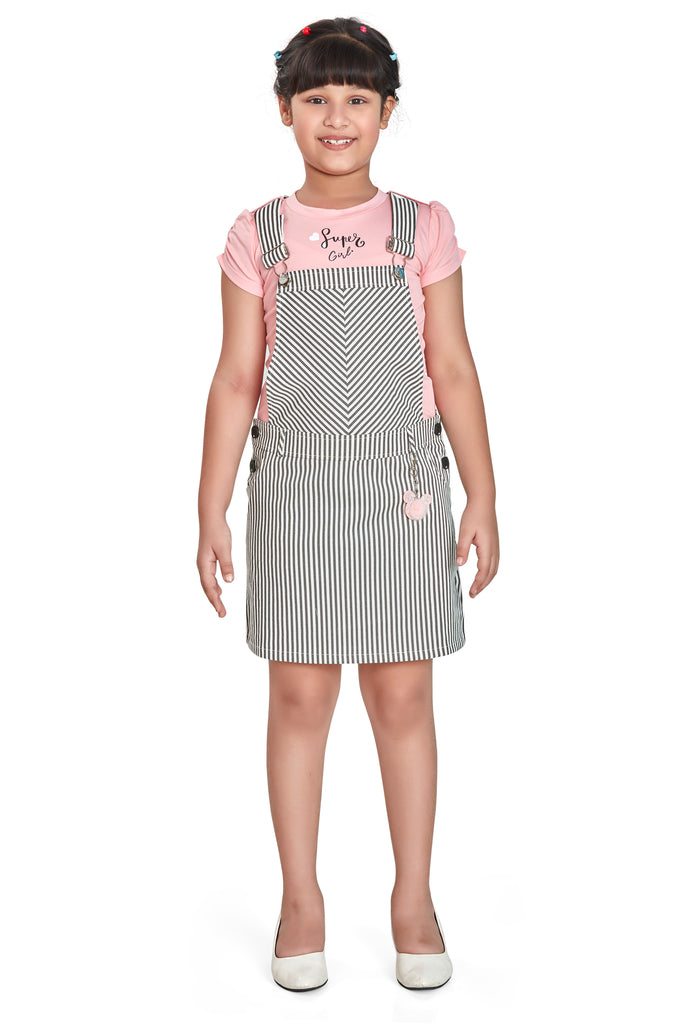 Girls Striped Top with Dungaree 17984