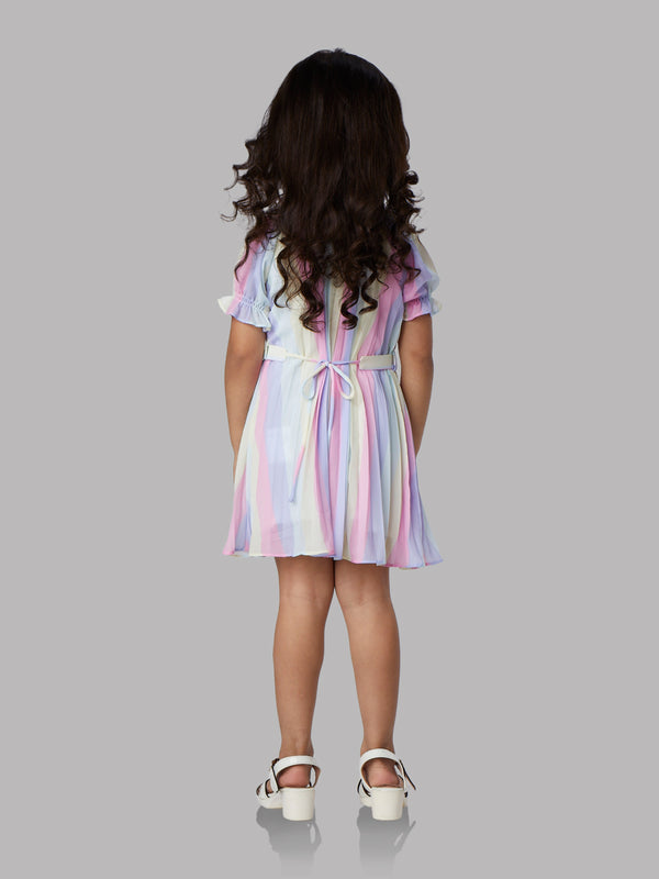 Girls Striped Dress with Purse 15952