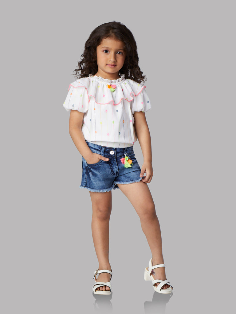 Girls Embroidered Top with Shorts 16056