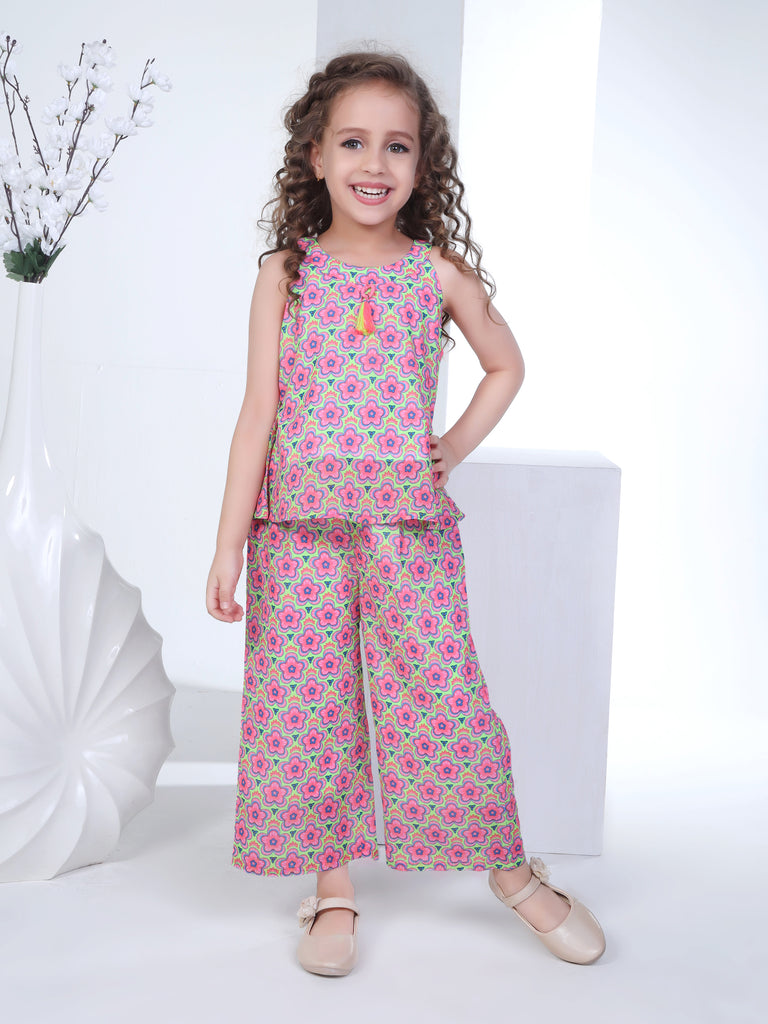Girls Floral Print Top with Culotte 16766