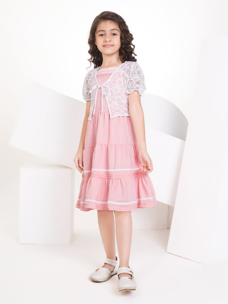 Girls Yarn Dyed Dress with Shrug 16780