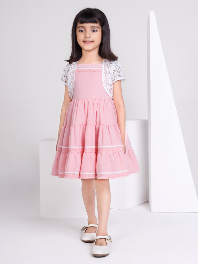 Girls Yarn Dyed Dress with Shrug 16782