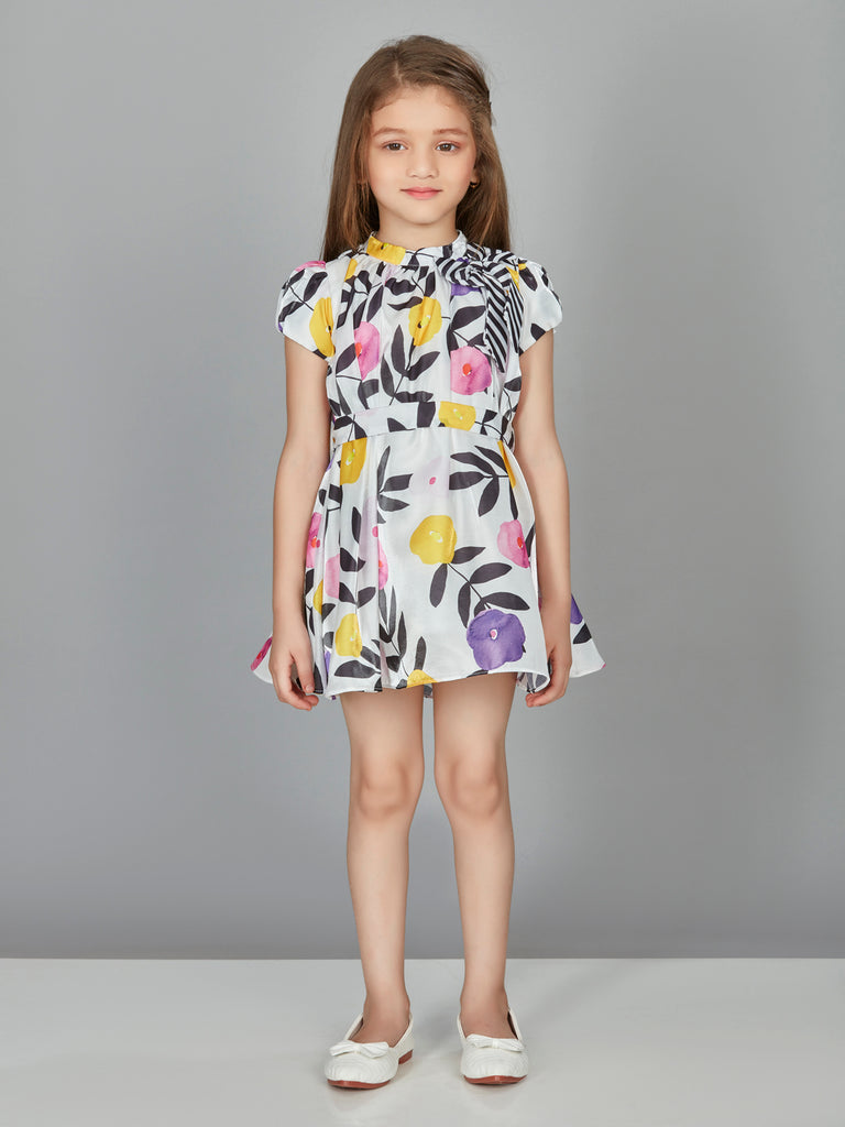 Peppermint Girls Tropical Print Dress with Belt 16806 1