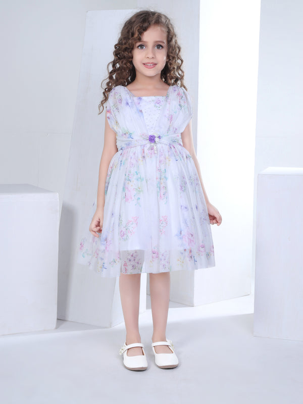Peppermint Girls Floral Print Dress with Bow 16835 2