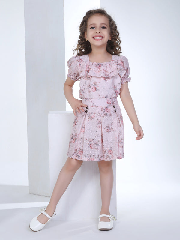 Peppermint Girls Floral Print Top with Skirt 16839 2