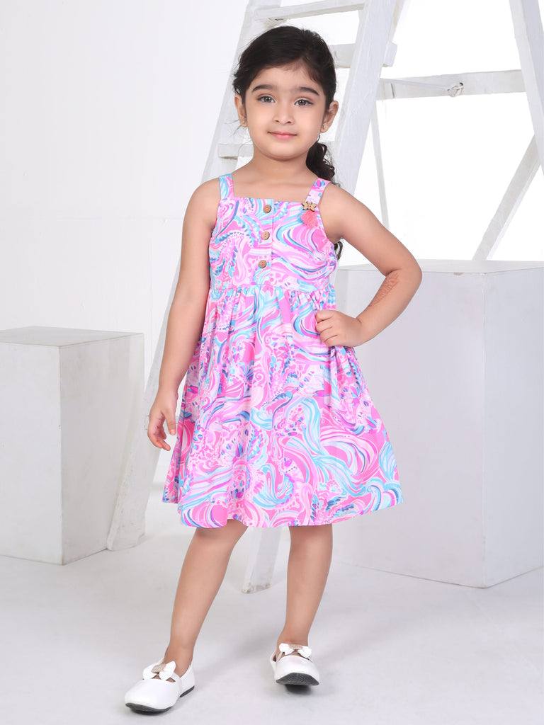 Girls Tropical Print Dress 16872