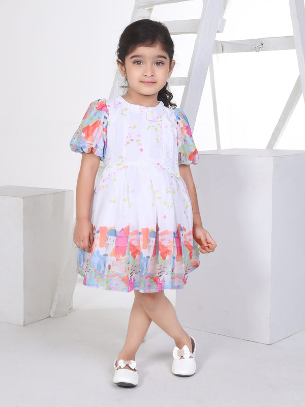 Girls Abstract Print Dress 16874