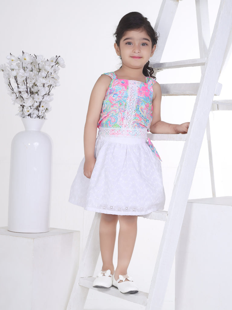 Girls Embroidered Skirt with Top 16879