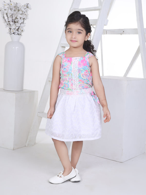 Girls Embroidered Skirt with Top 16879