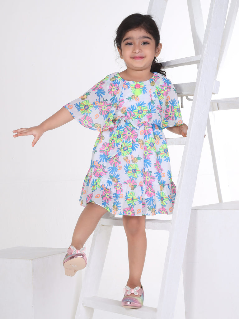 Girls Floral Print Dress 16881