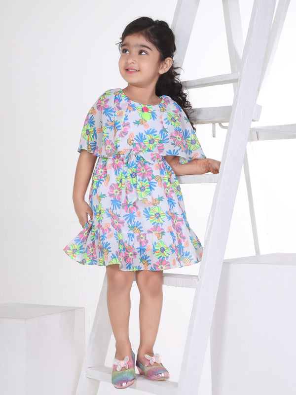 Girls Floral Print Dress 16881