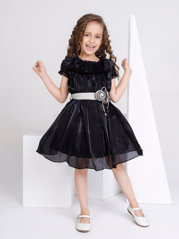 Girls Glitter Dress with Belt 16929