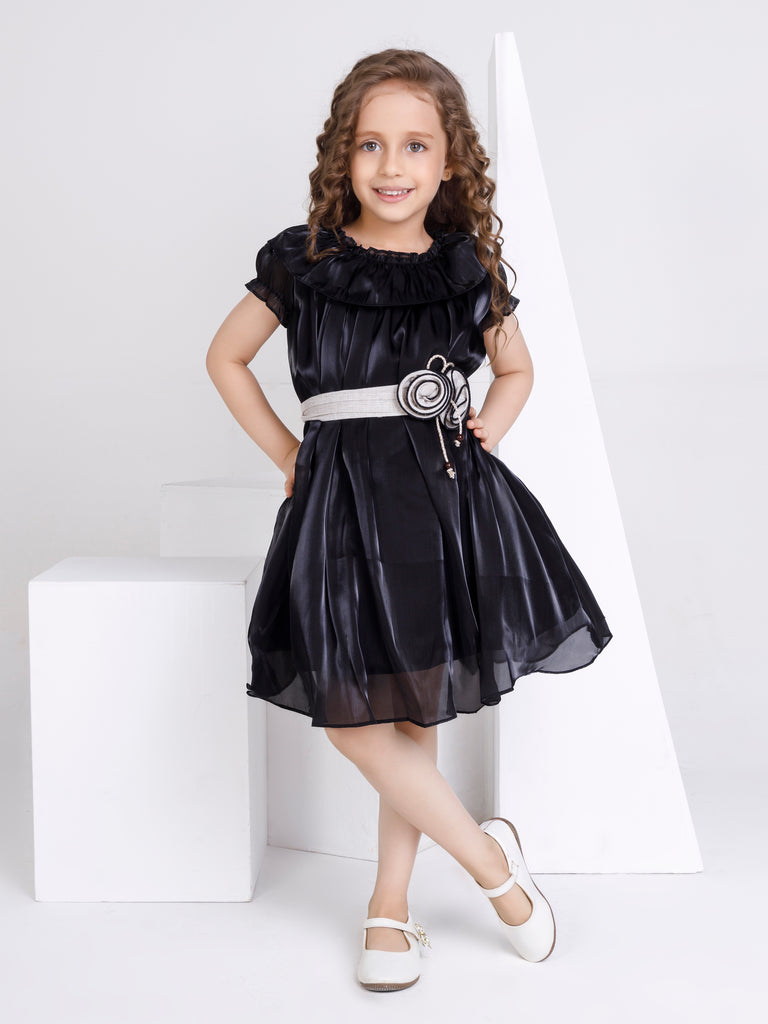 Girls Glitter Dress with Belt 16929