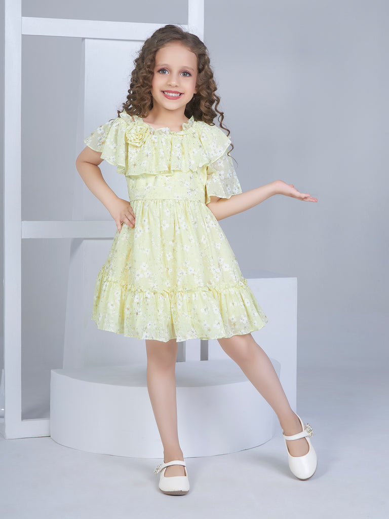 Girls Foiled Dress with Belt 16933