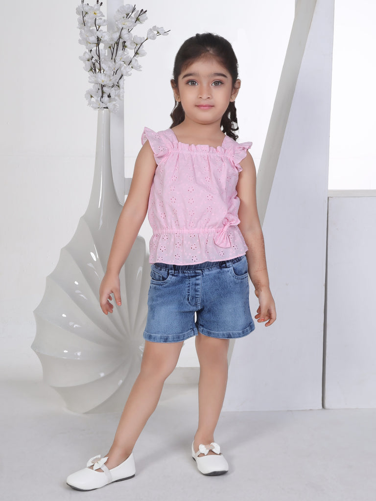 Girls Floral Print Top with Shorts 16967