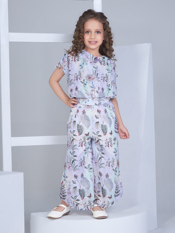Girls Floral Print Top with Culotte 16989