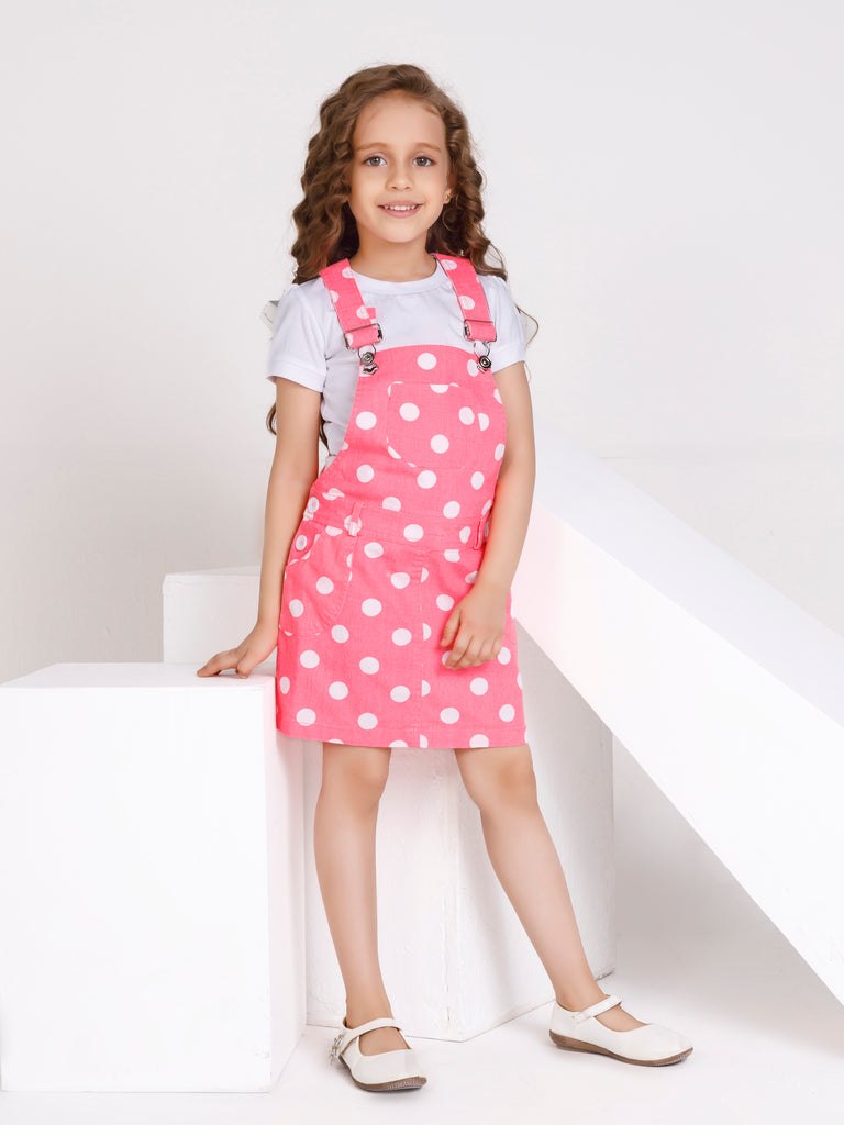 Girls Polka Dots Print Top with Dungaree 17003