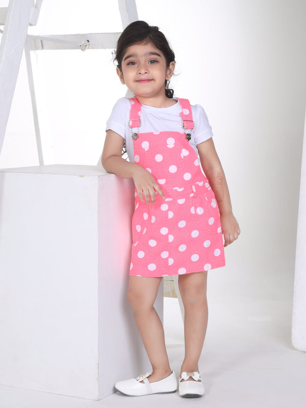 Girls Polka Dots Print Top with Dungaree 17004