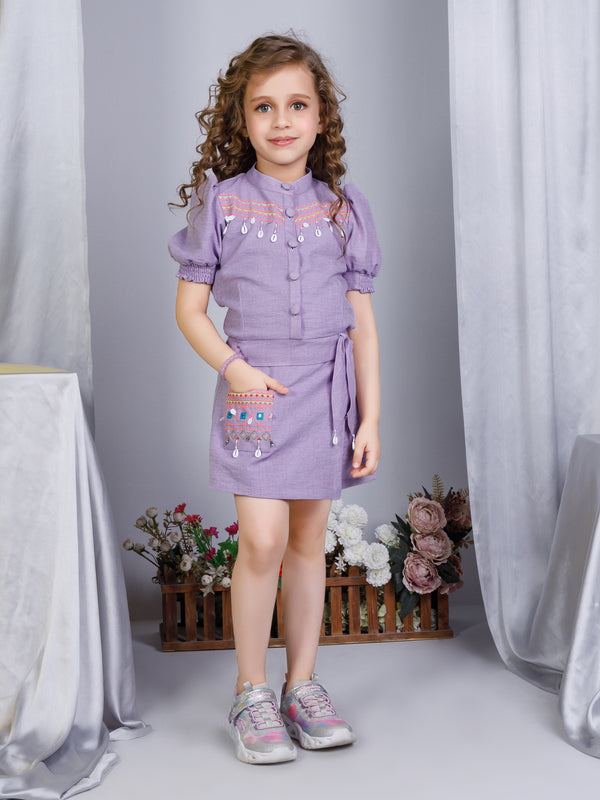 Girls Yarn Dyed Top with Shorts 17057