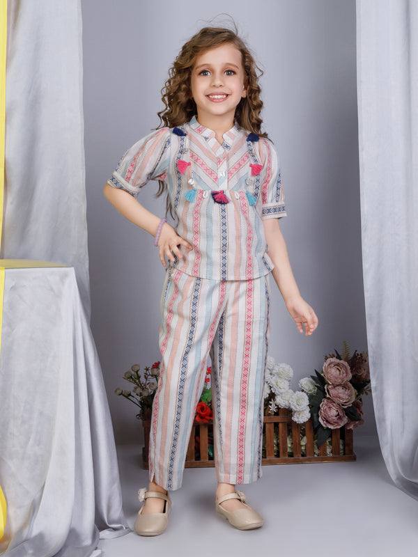 Girls Yarn Dyed Top with Pants 17088