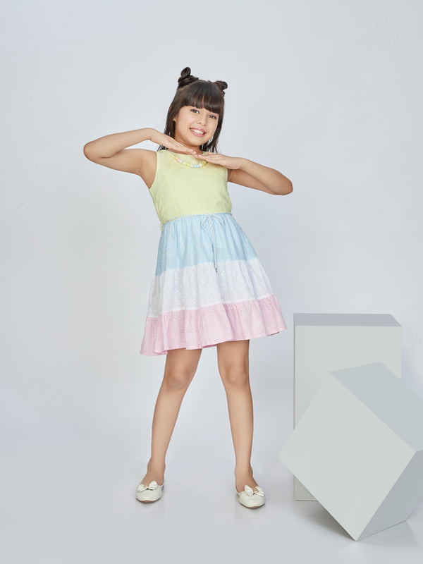 Girls Embroidered Dress with Belt 17107