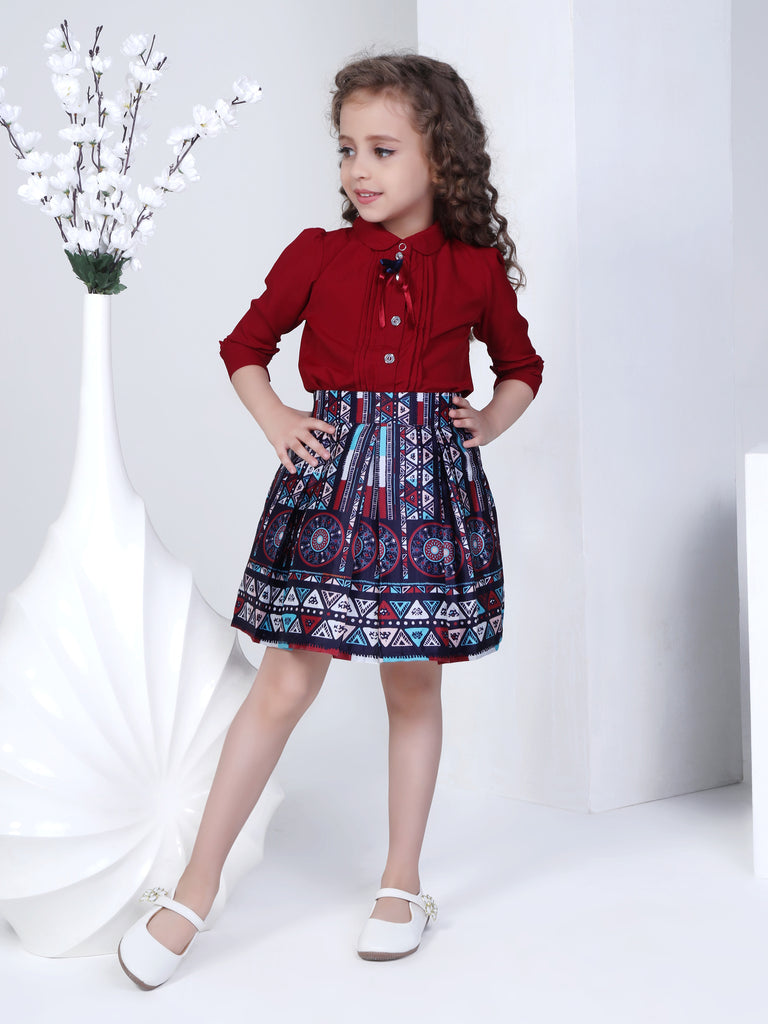Peppermint Girls Floral Print Top with Skirt 17138 1