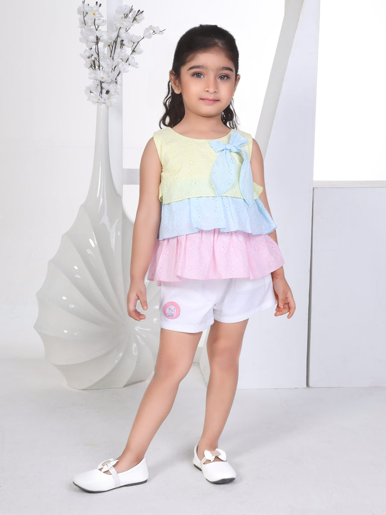 Girls Textured Short with Top 17169