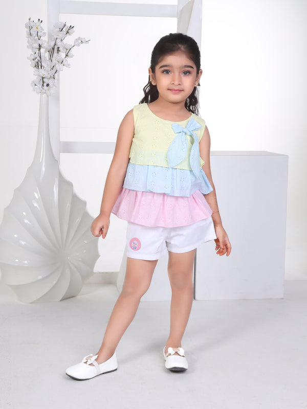 Girls Textured Short with Top 17169