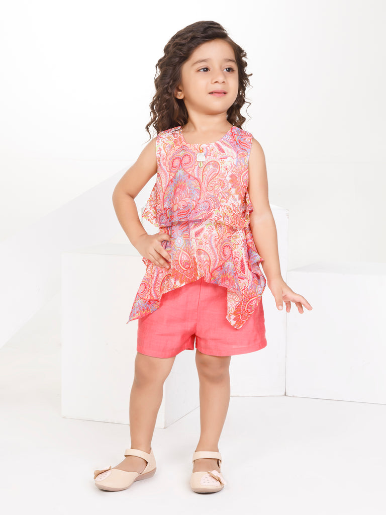 Girls Tropical Print Top with Short 17181