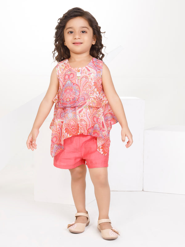 Girls Tropical Print Top with Short 17181