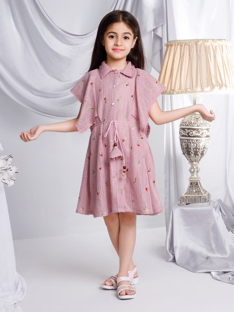 Girls Design Net Dress with Inner & Belt 17183