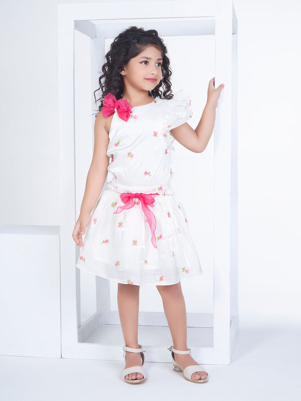 Girls Embroidered Top Skirt with Belt 17188