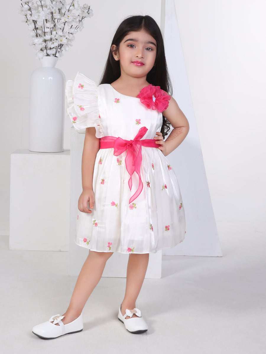 Girls Embroidered Dress with Belt 17196 | Peppermint
