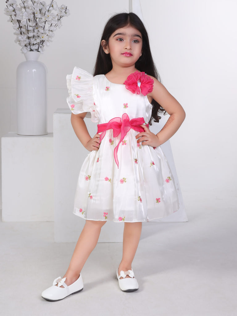 Girls Embroidered Dress with Belt 17196