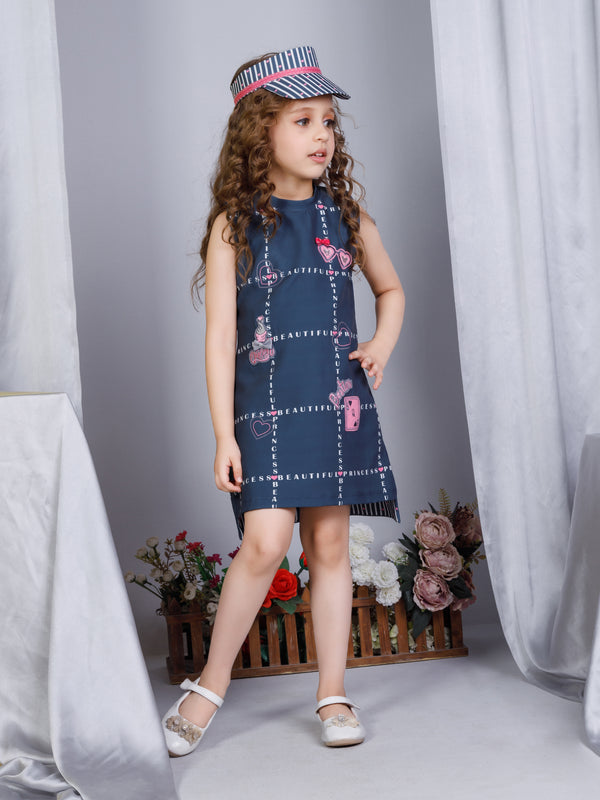 Girls Alphanumeric Print Dress 17229