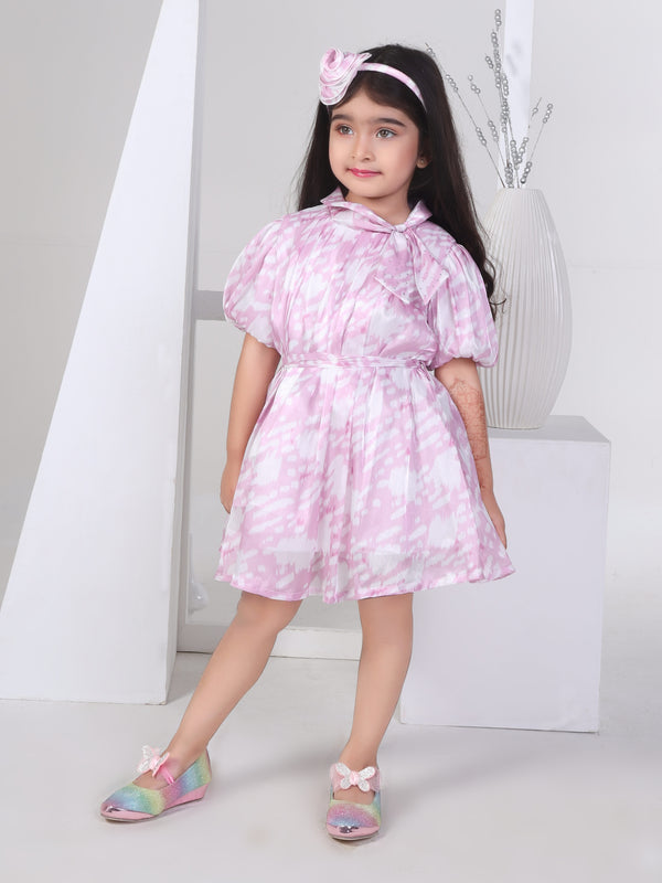 Girls Abstract Print Dress Belt with Hairband 17247