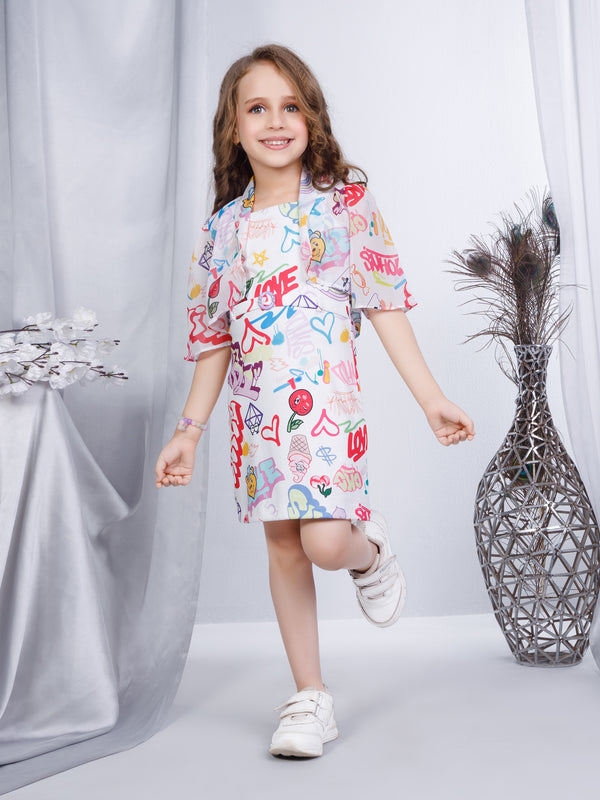 Girls Trendy Dress with Shrug 17252