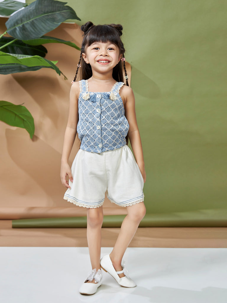 Girls Yarn Dyed Shorts with Top 19106