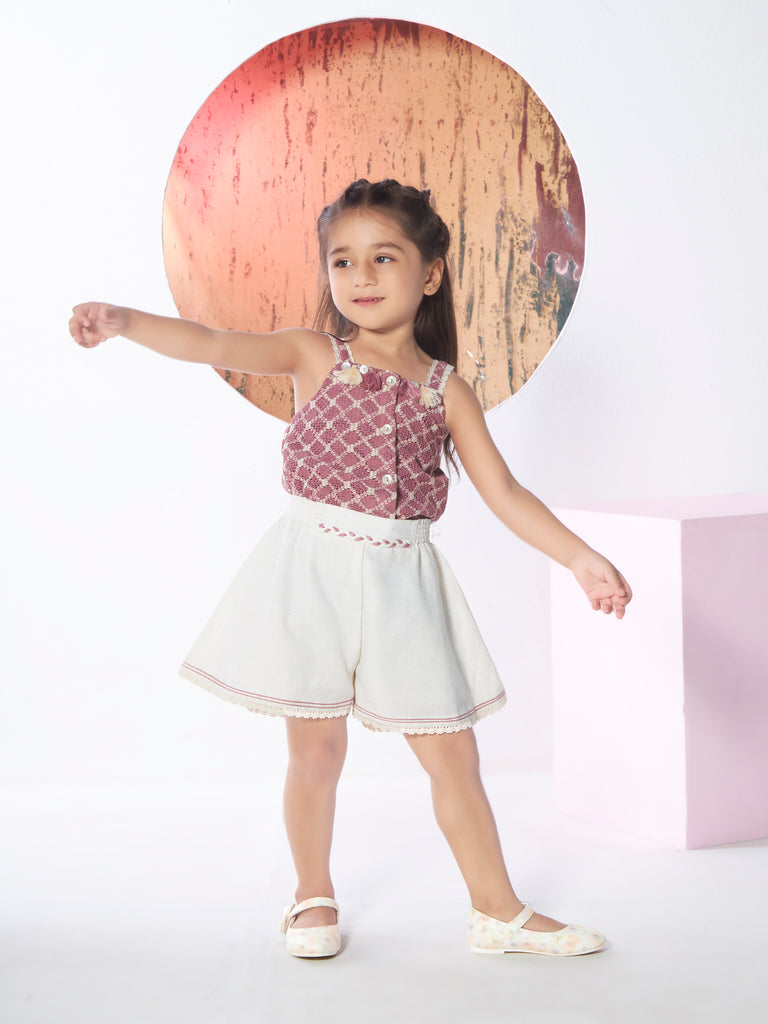 Girls Yarn Dyed Shorts with Top 19106