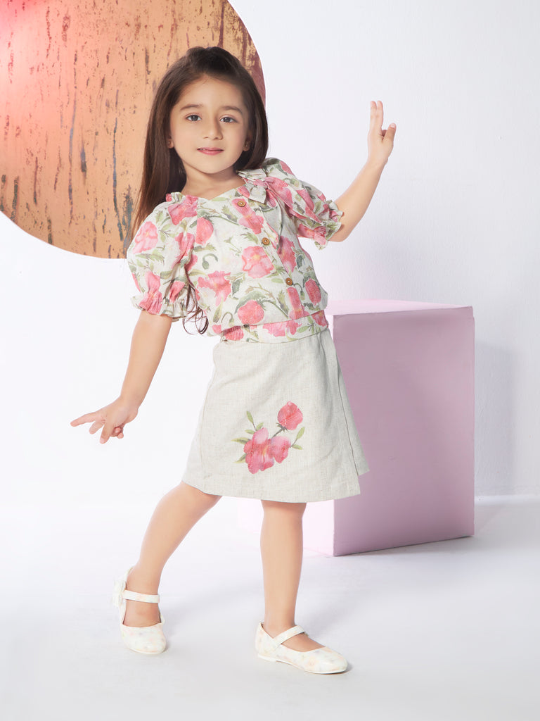 Girls Yarn Dyed Skirt with Top 19114