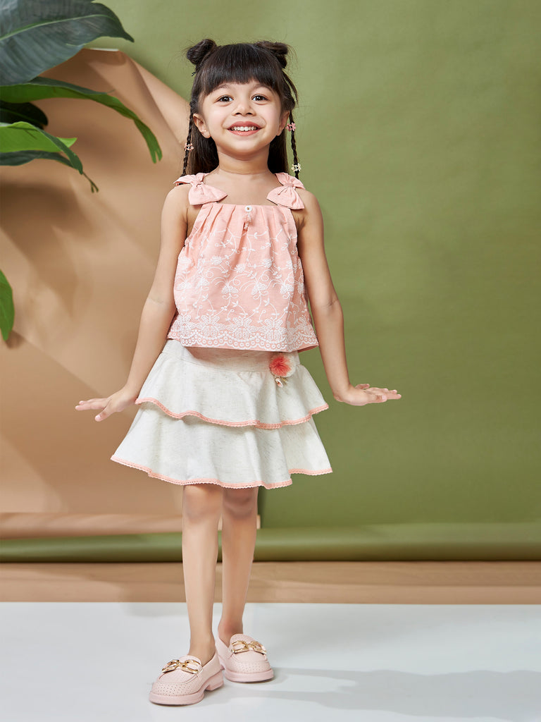 Girls Embroidered Skirt with Top 19125