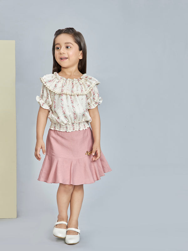 Girls Printed Skirt with Top 19128
