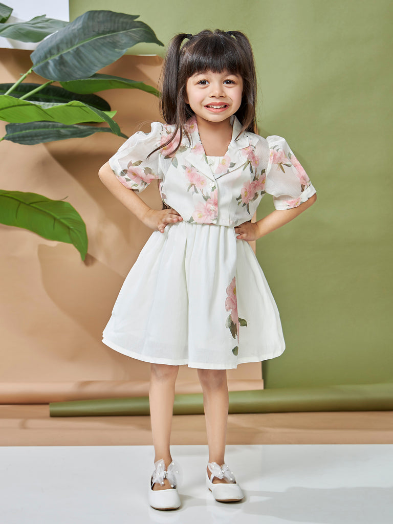 Girls Printed Dress with Jacket 19142