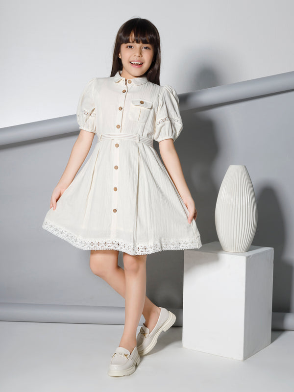 Girls Colourblocked Dress with Belt 19147