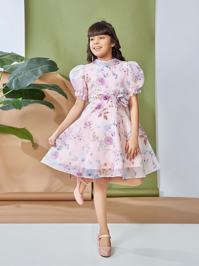 Girls Floral Print Dress 19159