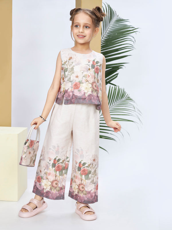 Girls Printed Pant withtop & Purse 19166