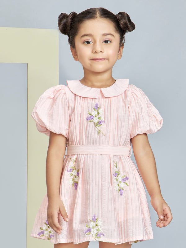 Girls Embroidered Dress with Belt 19181